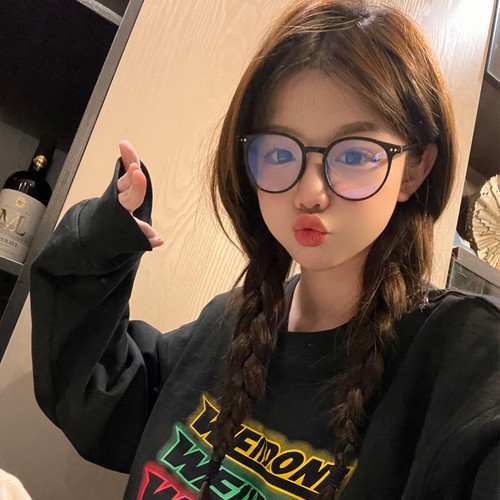 女圆框tr90圆形黑色框眼镜框个性