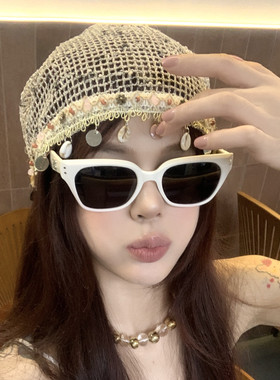 复古韩系猫眼窄边防晒太阳镜女