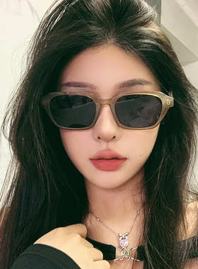 高级感椭圆形橄榄绿色质感遮阳墨镜女方圆脸显瘦欧美个性太阳镜潮