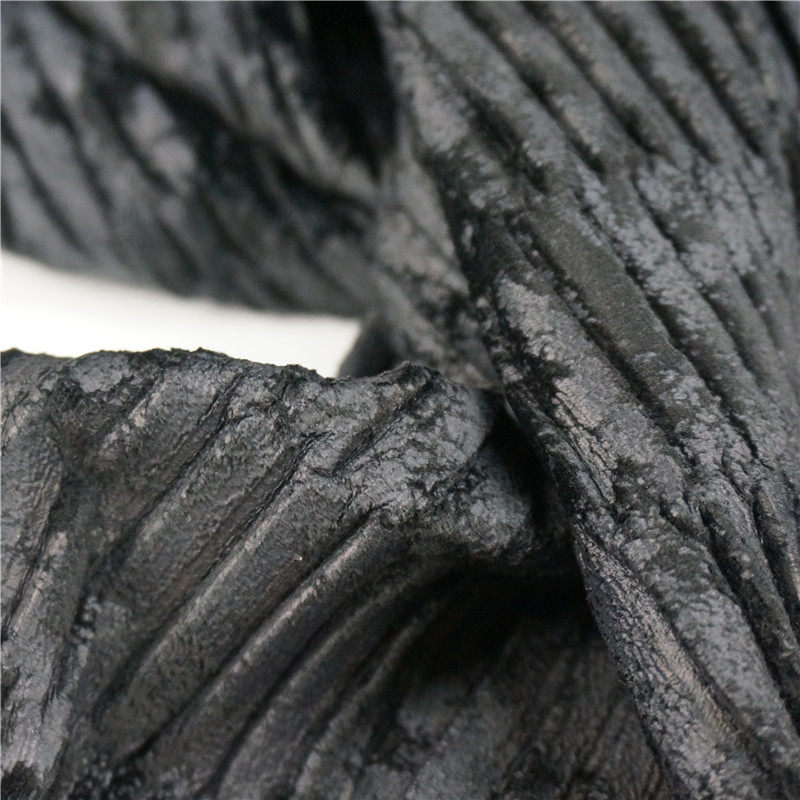 新工艺麂皮压褶肌理面料 几何改造百褶绉服装造型丝绒布设计布料