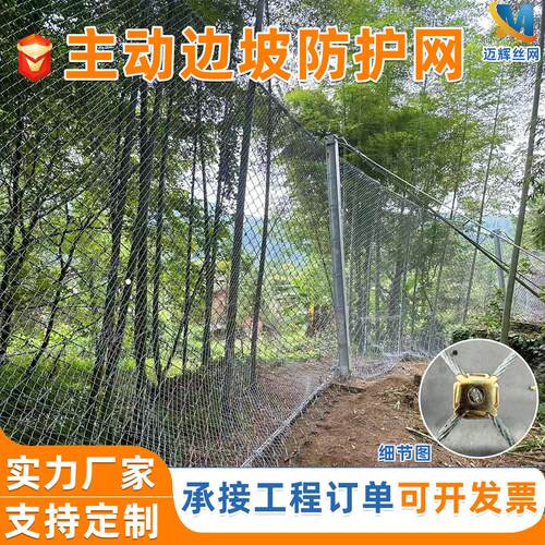 定制边坡防护网山体斜坡防落石SNS柔性钢丝绳网帘式安全防护网