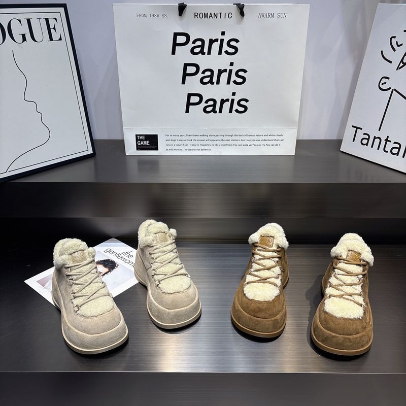 2025新款厚底雪地靴女冬季加绒加厚保暖棉鞋百搭短筒面包鞋