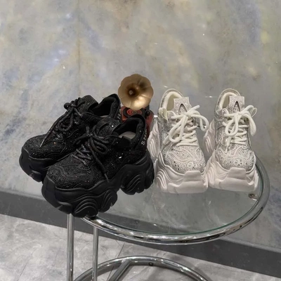 11cm厚底水钻轻奢老爹鞋女2025春新款小个子增高休闲运动鞋满钻