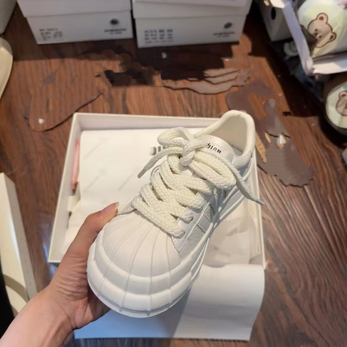 贝壳头厚底真皮小白鞋女2025春季新款休闲板鞋ins风时尚运动牛皮