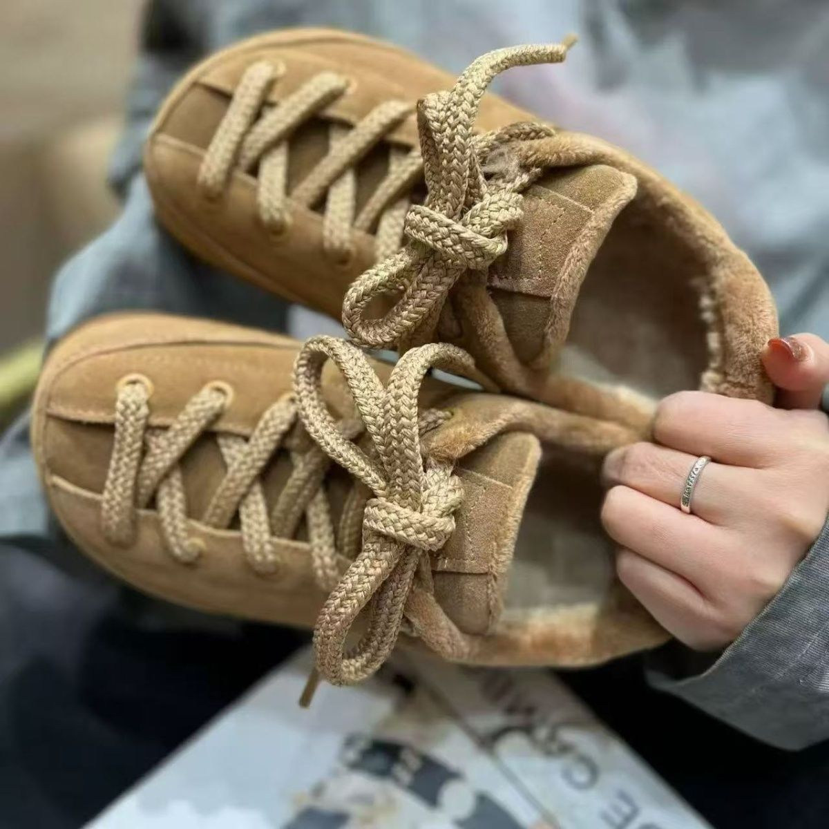 2025新款时尚百搭真皮老爹鞋女厚底增高休闲运动鞋冬季毛巾里加厚