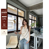 宅宅athome 白月香颂～绝美法式 挂脖荡领吊带小众显瘦露背上衣