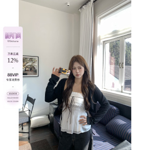 牛仔裤 宅宅athome 纯欲辣妹吊带一字肩抹胸罩衫 甜心 三件套 妮式