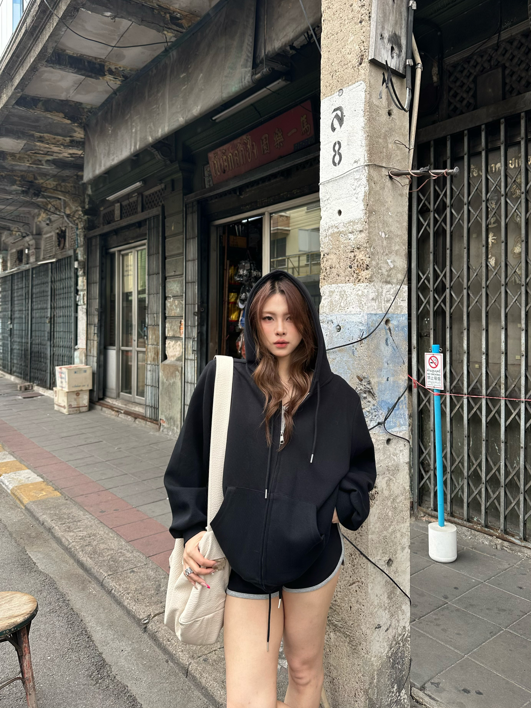 宅宅athome//博主大卫衣!高克重宽松连帽卫衣慵懒风拉链外套