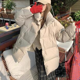 宅宅athome//南韩小暖宝 韩系立领90白鸭绒中长款加厚面包羽绒服
