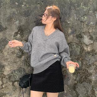 宅宅athome//miu系尖子生 2024春秋新款高腰显瘦半裙波点半身裙