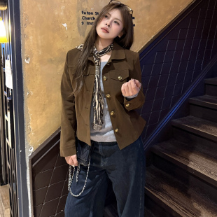 宅宅athome//鲁本斯街区 复古翻领正肩夹克外套摩登显瘦百搭上衣