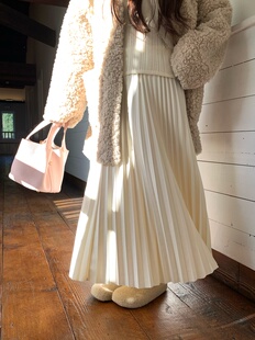 宅宅athome//月光铃兰 经典cleanfit 超显瘦垂顺百褶迷笛半身长裙