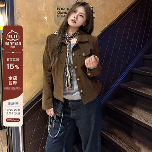 宅宅athome 复古翻领正肩夹克外套摩登显瘦百搭上衣 鲁本斯街区