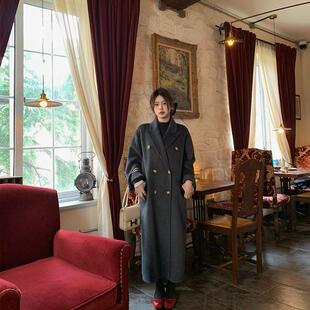 宅宅athome//巴黎画册 羊驼绒高级感双面呢大衣女冬季毛呢外套