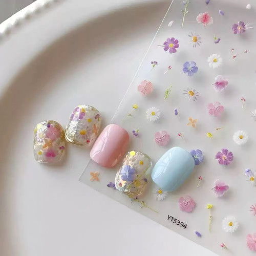 春季美甲贴纸彩色干花雏菊小碎花