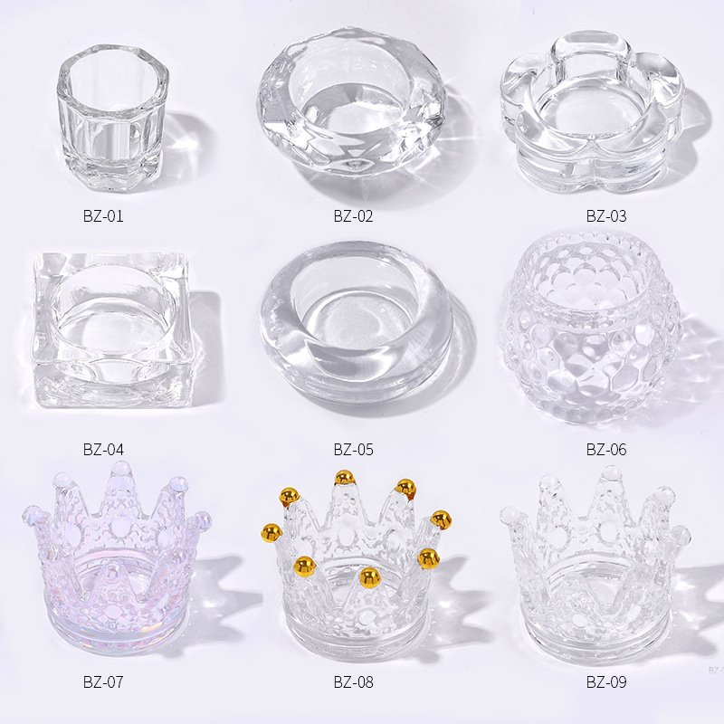 美甲水晶杯笔架高透八角幻彩