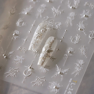 TENSOR新工艺玫瑰珍珠蝴蝶美甲贴背胶指甲贴饰品玲珑系列TL 140