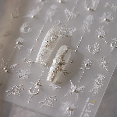 美甲贴玫瑰珍珠蝴蝶玲珑系列背胶