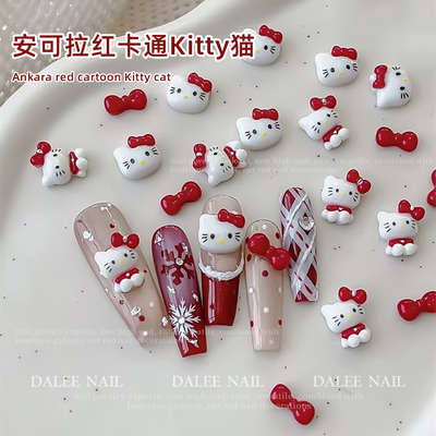 安可拉红kitty猫美甲饰品