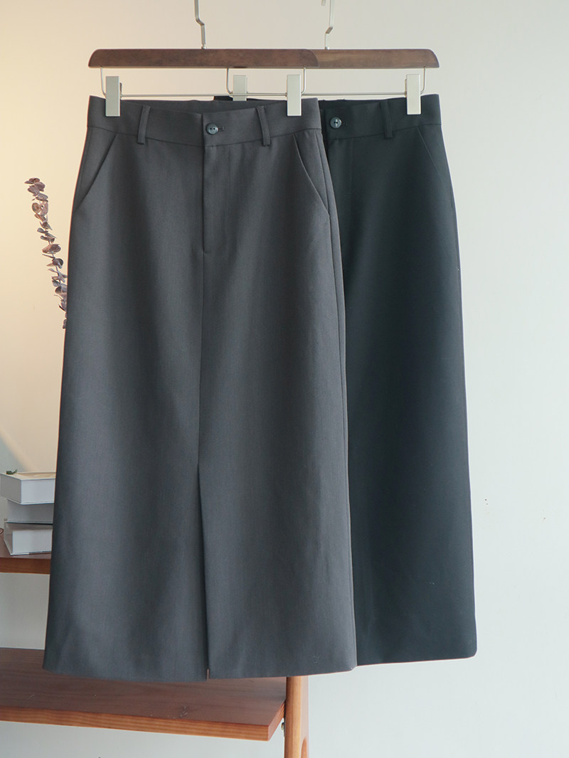 初与白 old ce简奢精裁h版前开叉西服过膝半身裙显瘦中长款