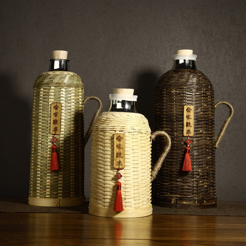 定制热水瓶竹编家用暖瓶复古茶室大容量宿舍玻璃内胆开水瓶暖水壶