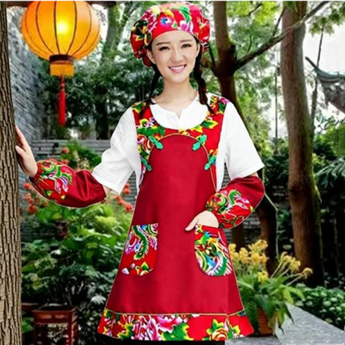彩色复古民族风茶叶饭店围腰