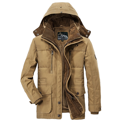 加绒棉衣男中长款棉袄宽松大码