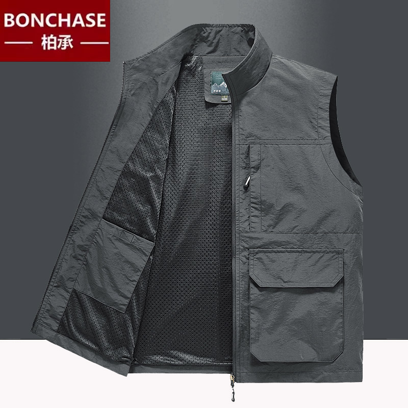 春秋工装马夹立领坎肩外套