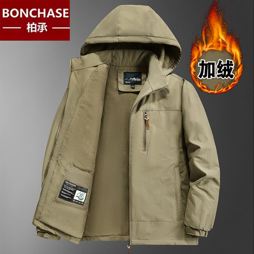中年户外棉衣外套加绒加厚外套男