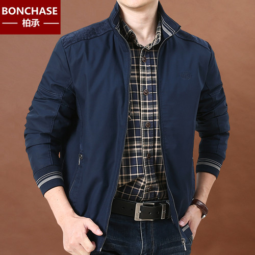 纯棉水洗工装外套男春秋立领夹克