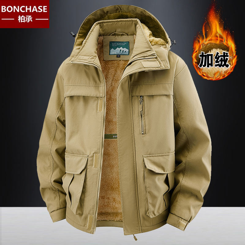 加绒加厚棉衣外套男士冬季户外保暖棉袄胖子加肥加大码棉服冲锋衣,男装,棉衣,淘宝优惠券,粉丝福利购,淘宝优惠卷