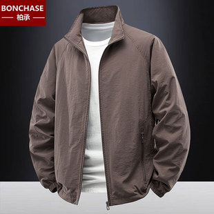 风衣外套男款2025新款春秋薄款休闲夹克短款户外运动立领冲锋衣