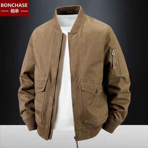 纯棉工装外套男春秋季棒球服