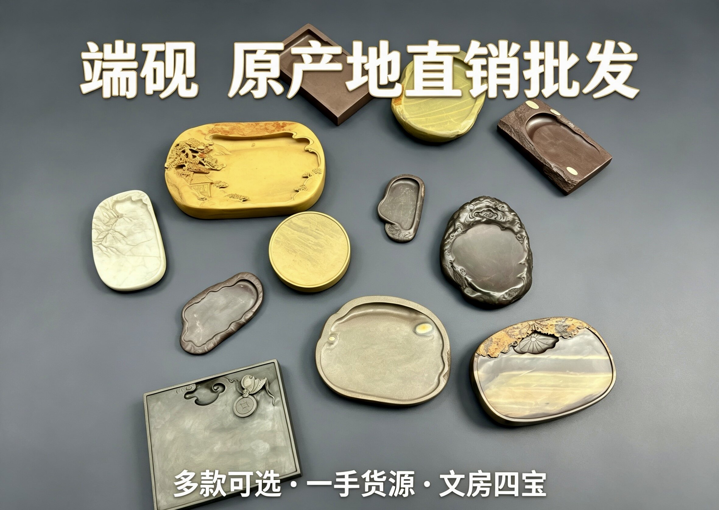 肇庆端砚老坑麻子宋坑书画研墨实用简约砚台天然原石文房四宝礼品