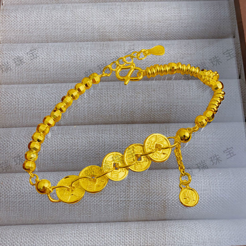 金包银铜钱串珠手链小众设计时尚黄金气质复古高级感手环