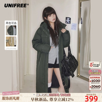 UNIFREE长款纯色羽绒服韩系直筒工装学院风90绒保暖防风冬季外套