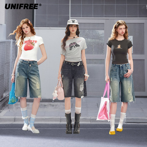 UNIFREE印花短袖T恤休闲上衣
