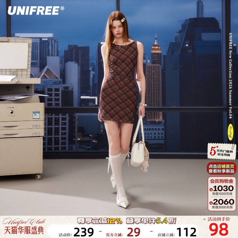 UNIFREE复古修身无袖包臀裙图片