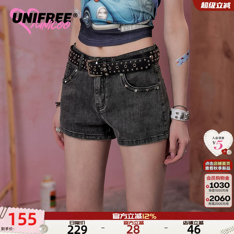 UNIFREE短裤复古风牛仔短裤图片