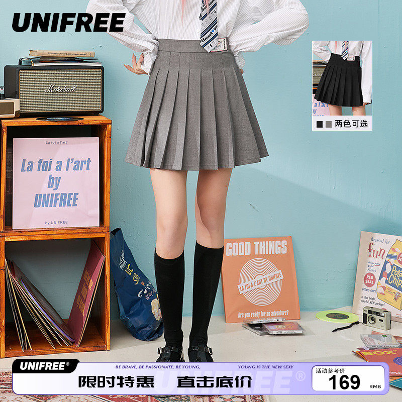 【巴巴爸爸联名】UNIFREE百褶裙女a字显瘦短裙学院风春夏半身裙子在类目 女装/女士精品, 半身裙中 - 来自Buy2taobao.com提供专业的淘宝代购服务