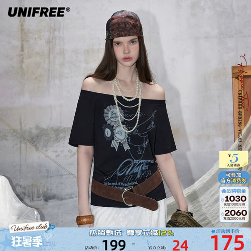 UNIFREE凉感一字肩短袖T恤