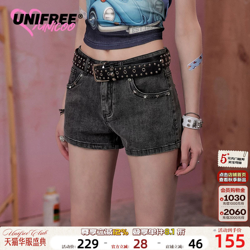 UNIFREE短裤复古风牛仔短裤图片