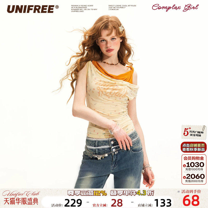 UNIFREE蝴蝶结露肩背心图片