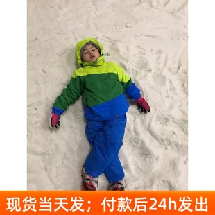 外贸原单儿童滑雪服套装 男女童中幼大童棉衣服滑雪衣防水保暖透气