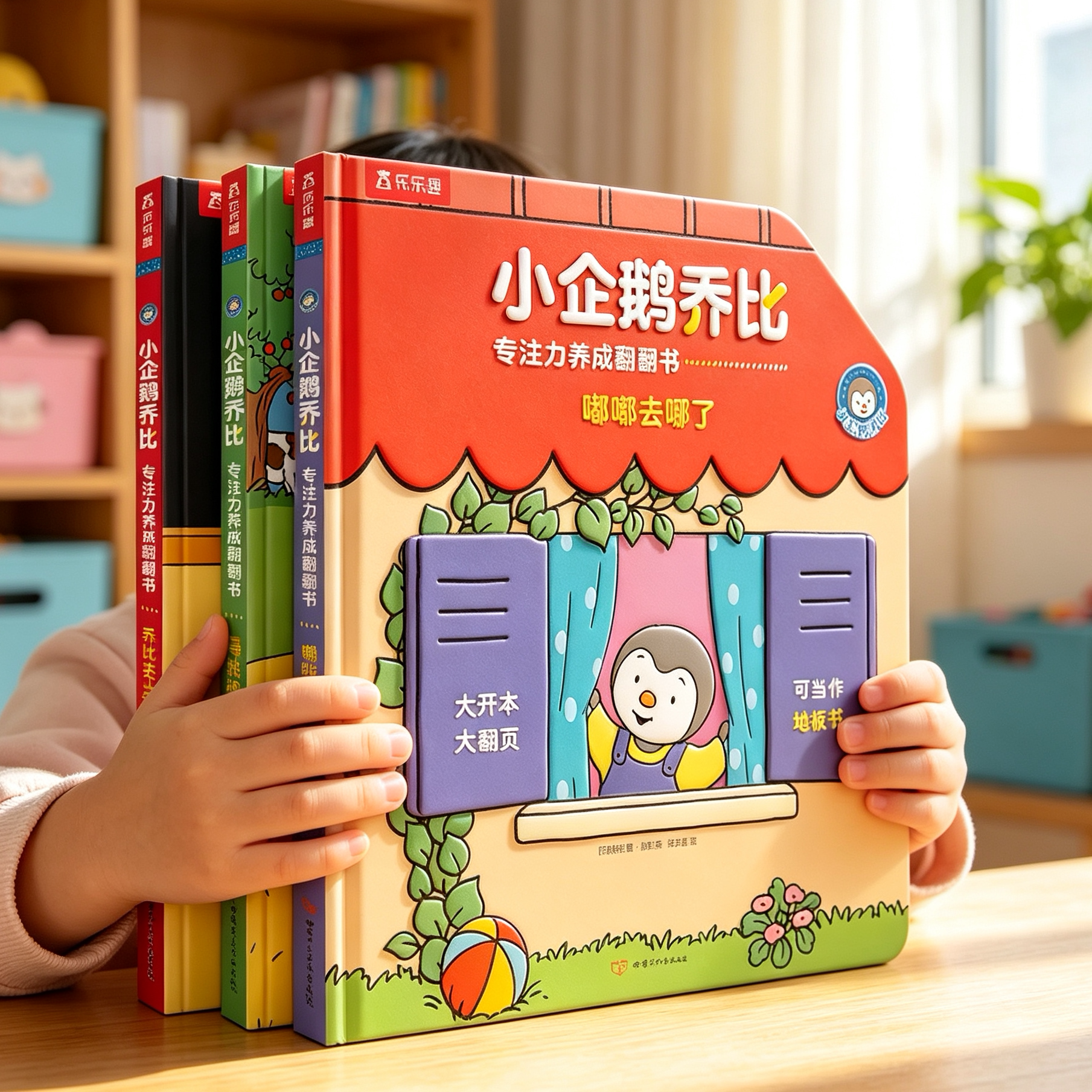 【大开本】绘本0到3岁小企鹅乔比捉迷藏翻翻书婴儿宝宝早教周岁阅读低幼儿童启蒙认知1-2岁蒙氏触摸早教地板书小月龄故事洞洞书籍