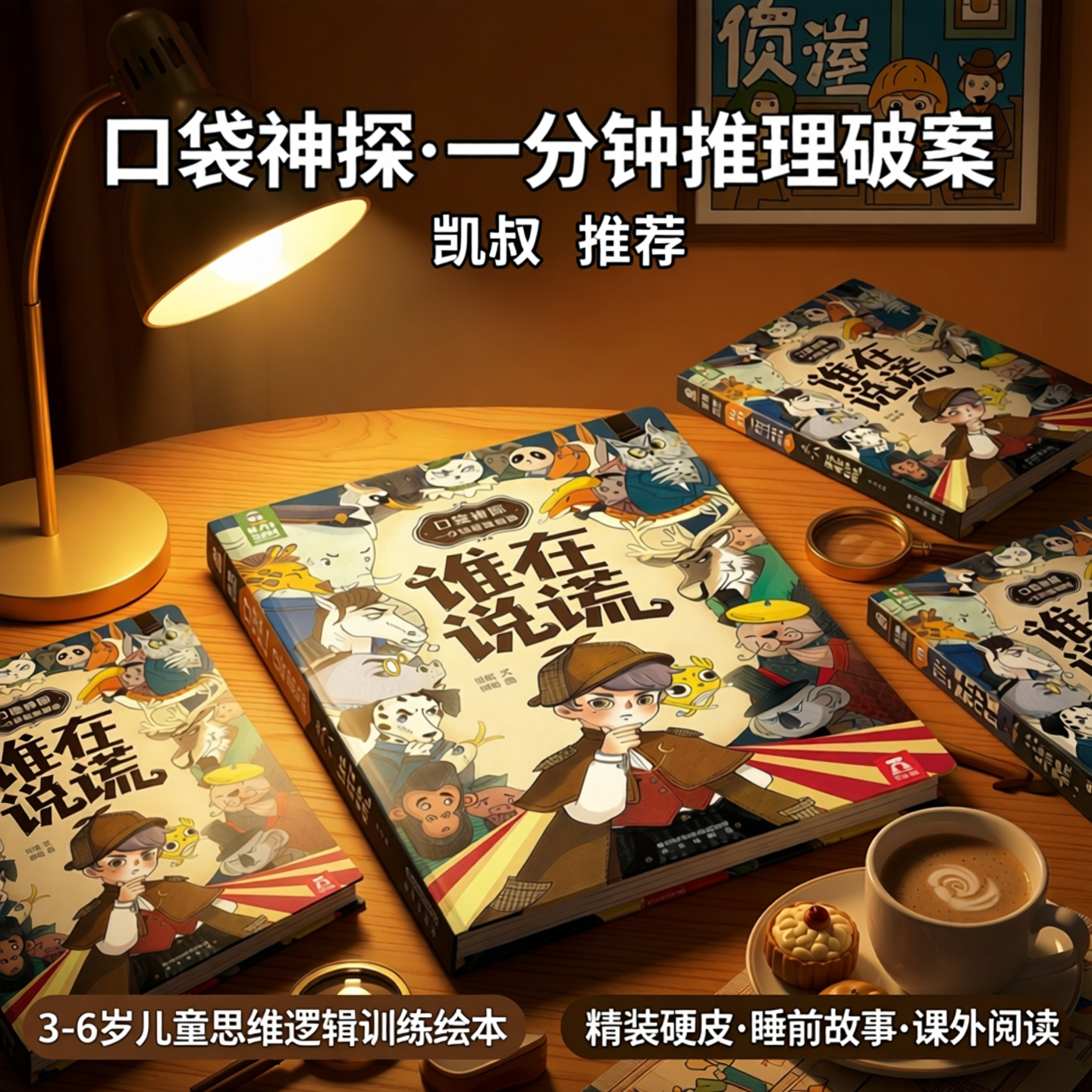 凯叔讲故事口袋神探侦探推理书适合小学生看的烧脑解密绘本破案书3到6-10岁儿童书籍思维逻辑训练精装硬皮漫画绘本故事书籍