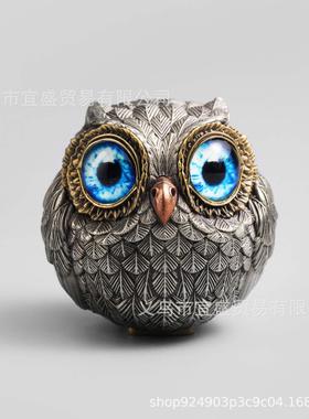跨境Owl Beads Pendant新款猫头鹰树脂工艺品摆件家居庭院摆件