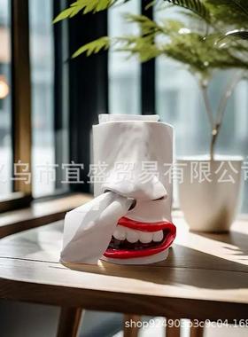 跨境创意挖鼻孔抽纸盒装饰品树脂工艺品大鼻子整蛊摆件艺术摆件