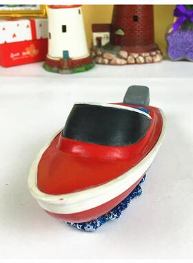 新款创意树脂工艺品摆设 地中海风手工水族船摆件 快艇桌面装饰物