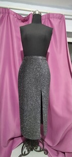 思美半身裙 紧身包臀开叉长裙 韩进口亮丝镶嵌纺织针织弹力面料